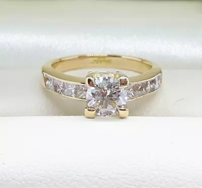 18ct Yellow Gold 0.75ct Diamond  Solitaire With 0.64ct Accents Engagement Ring • £1950