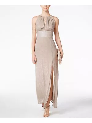 R&M RICHARDS Womens Gold Sleeveless Halter Full-Length Evening Dress 18 • $11.99