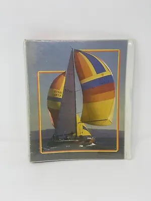 Vintage 70s 80s Mead Data Center Rainbow Sailboat Notebook Binder Trapper • $19
