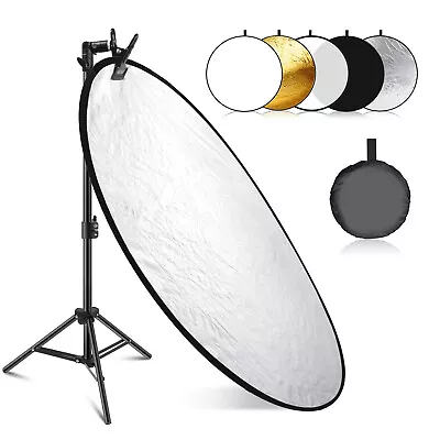 Neewer 110cm 5-in-1 Collapsible Light Reflector With Metal Clamp And Stand • $53.57