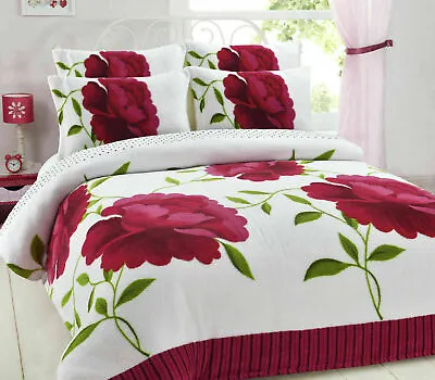 £16.99 • Buy Teddy Bear Fleece Floral Rosaleen Duvet Cover Ultra Soft Warm Cosy Bedding Set