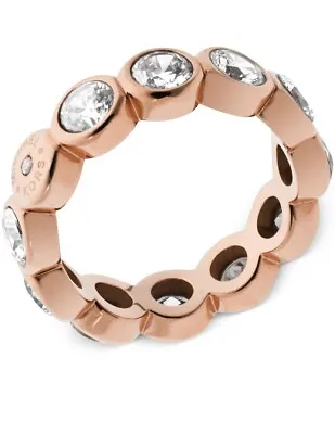 Michael Mora Rose Gold Tone Cubic Zirconia Bezel Circle Band Ring $125 Size 7 M1 • $78.19