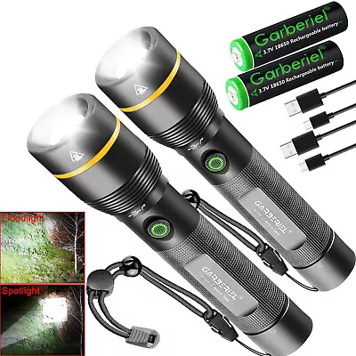 2Pack Zoom Powerful Compact EDC LED Flashlight Pocket Torch Tactical Police Lamp • $34.99