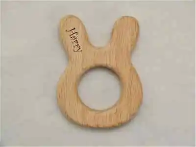 £3.50 • Buy Personalised Wooden Baby Teether / Teething Ring Gift - Rabbit