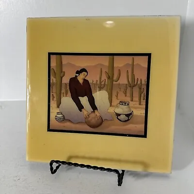 R.C. Gorman  Saguaro  8  X 8   Decorative Art Tile Hang 1980s Vintage • $29.99