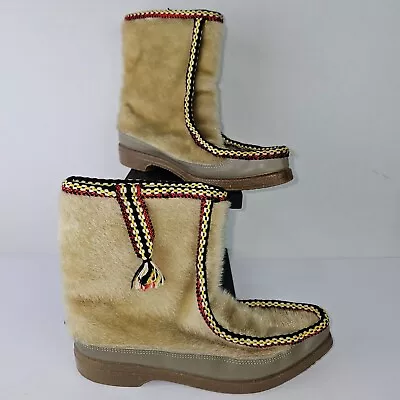 Vintage 1960's Jeva Gayar Boots Mohair Faux Seal Muklus France Sz 39 • $69.95