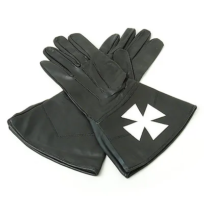 New Leather Masonic Knights Malta Gauntlets Gloves • $44.85