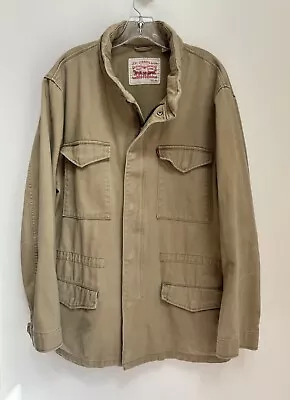 Levis Field Jacket Mens XXL Beige Chore Barn Coat Military Streetwear Y2K • $58.99