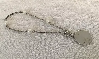 VTG Van Dell Sterling Silver & Pearl Bracelet W/ Charm • $4.99