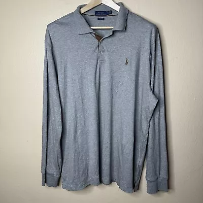 Polo Ralph Lauren Shirt Mens XL Gray Polo Long Sleeve Classic Fit Rugby Henley • $19.95