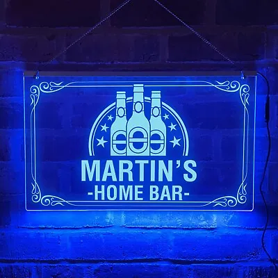 Home Bar LED Neon Look Sign Personalised Light Up Illuminated Bar Man Cave Sign • £42.99