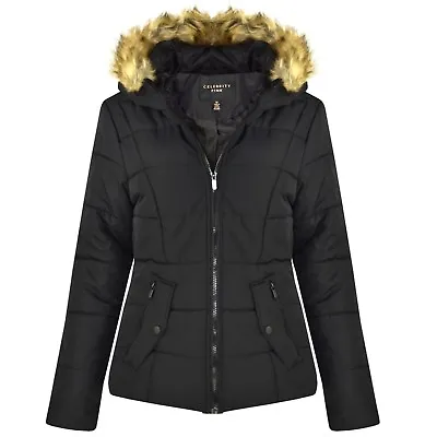 £19.99 • Buy New Womens Ladies Quilted Designer Padded Bubble Fur Hooded Puffer Coat Jacket 