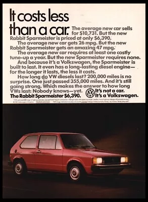 VW Volkswagen Rabbit Sparmeister 1980s Car Photo Print Ad-VTG1984 Man Cave Décor • $7.80