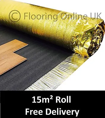 15m2 Roll - Sonic Gold 5mm - Acoustic Underlay For Wood Or Laminate Flooring • £37.50