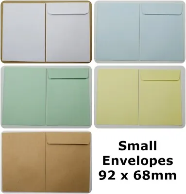 Small Paper Envelopes.  92mm X 68mm. Choice Of 5 Colours.  Pack Of 50 Or 100. • £4