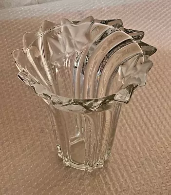 HTF Mikasa Lead Crystal Vase (Swirl Raised Ribs) With Frosted Leaves - Germany • $16