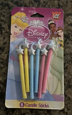 Cake Mate Disney Princess Magic Wand Birthday Candles Yellow Blue Pink 6 Pack • $2.99