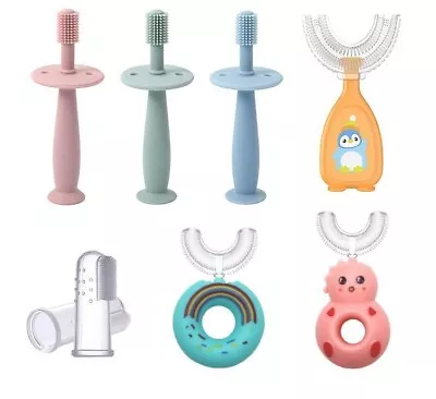 Baby Silicone Training Toothbrush Kids U-Shaped Soft Brush Teeth Finger Cleaning • £7.69