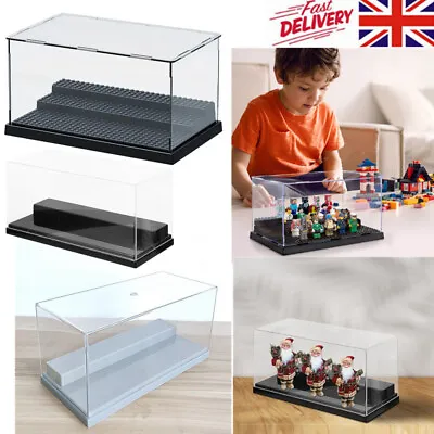 2/3 Steps Acrylic Display Case Clear Plastic Base Box Dustproof Protection • £12.99