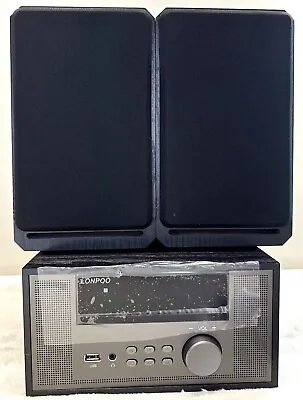 Micro Stereo System Lonpoo 100W Hi-Fi Speskers System CD/MP3 Player BT Radio Aux • $119.95