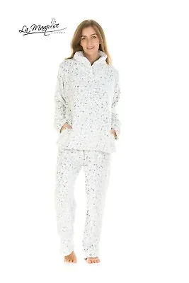 LA MARQUISE Ladies Supersoft Fleece Leopard Animal Print Loungewear Pyjama Set  • £24.95