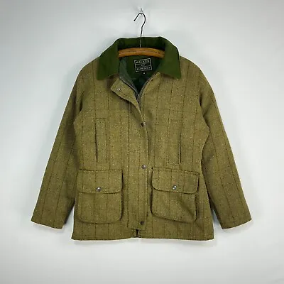 £55 • Buy Walker Hawkes Tweed Coat Womens 14 Green Check Wool Country Field Jacket