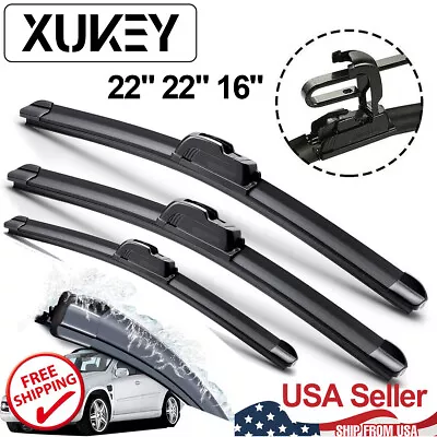 Front Rear Windscreen Wiper Blades For J Hook Wiper Arm 22  22  16  Flat Clean • $12.79