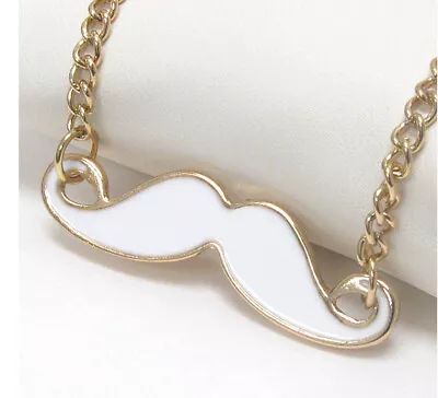 White Mustache Pendant Necklace For Women • $14.95