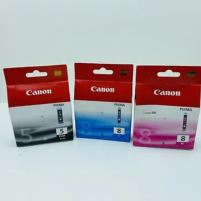 Genuine Canon Ink  PGI-5BK  And  CLI-8C CLI-8M  Sealed • £12.99