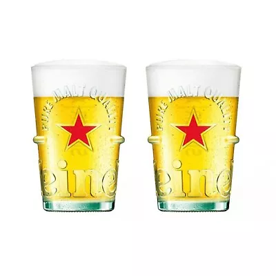 Heineken Silver Pint Glass X 2 - Lager Beer Glasses • £12.95