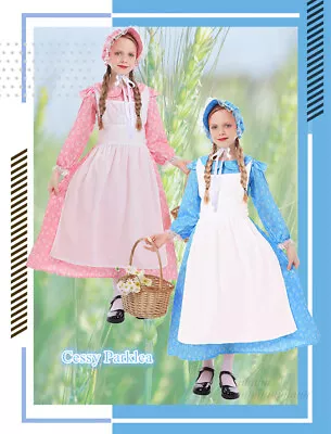 W-M3-4 Prairie Victorian Girl Maid Costume Retro Pilgrim Frontier Colonial Dress • $39.95