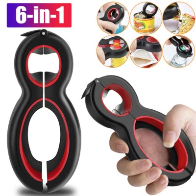 6 In 1 Multi-function Bottle Opener Kitchen & Dining Jar Can Cap Lid Opener ~~ • £6.12