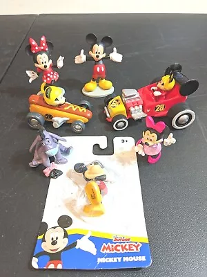 Disney's Mickey Mouse & Minnie Plus Eeyore Figurines Authentic Cars Lot Of 7  • $12