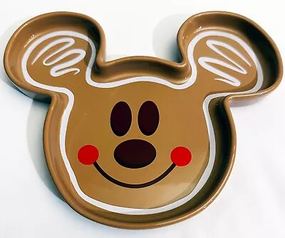 Disney Parks Gingerbread Mickey Mouse Holiday Milk And Cookies Plate 2021 • $14.99