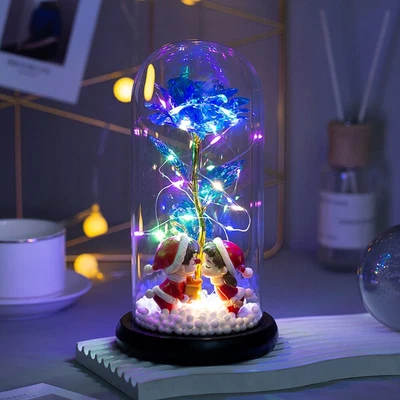 $30.37 • Buy LED Light Enchanted Eternal Flower Rose In Glass Dome Valentine's Day Doll Gift