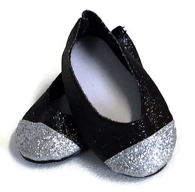 Black & Silver Glitter Dress Shoes Made For 18 Inch American Girl Doll Clothes • $4.94