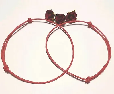 2 X Kabbalah Lucky Red Cord Bracelet 1mm  Waxed Cotton. • £2.99