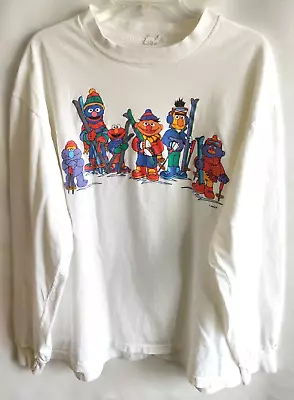 Rare Vtg Sesame Street Long Sleeve T Shirt W/Elmo Bert Ernie & Grover By Henson • $29.99