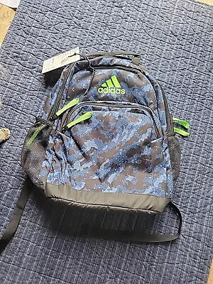 ADIDAS ADAPTIVE 19  LARGE Backpack School LAPTOP Bag Black BLUE CAMO $65 NEW • $26.99