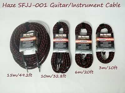 $20 • Buy Haze Tour Grade Braided Tweed Guitar/Instrument Cable/Lead,3m,6m,10m,15m Bk+Rd