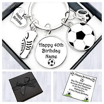 16th. 18th. 21st BIRTHDAY GIFT. PERSONALISED. FOOTBALL KEYRING. 30TH. 50TH.BOXED • £5.95