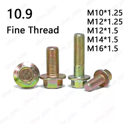 Color Zinc 10.9 Steel Fine Thread Hexagon Flange Head Bolts M10 M12 M14 M16 • $21.21