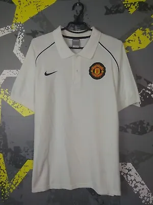 Manchester United Training Jersey Football Polo Shirt White Nike Men Size L Ig93 • $25.49