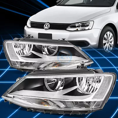 For 11-18 VW Jetta Sedan Halogen Chrome DRL Headlights Clear Corner Signal Lamps • $111.88