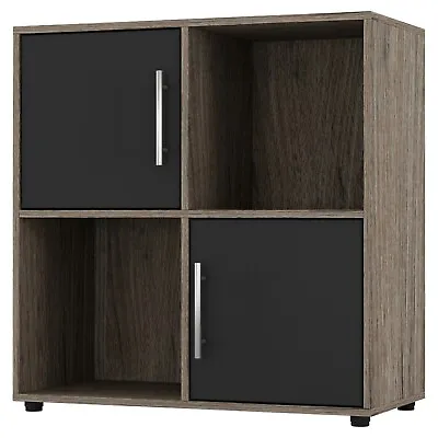 Cube Bookcase Wooden Door Metal Handle Display Shelf Storage Shelving Cupboard • £31.99
