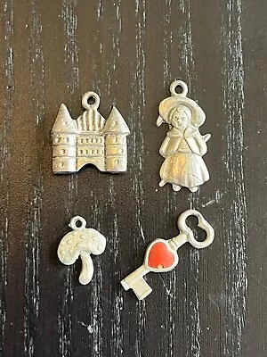 Vintage 800 835 Silver Charms For Bracelet Castle Mushroom Heart Key Girl • $18.50