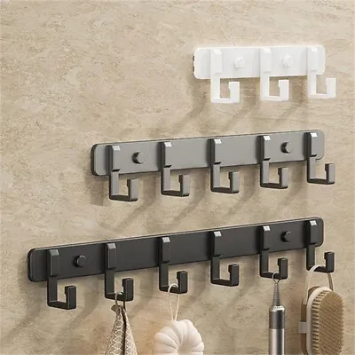 Aluminum 3 To 7 Hooks Key Coat Clothes Door Holder Rack Hook Wall Mounted Hanger • £5.06