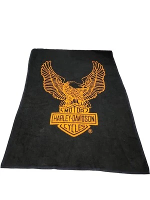 $75 • Buy Vtg Harley Davidson Biederlack Large Blanket, Fuzzy Heavyweight, USA 75 X 52