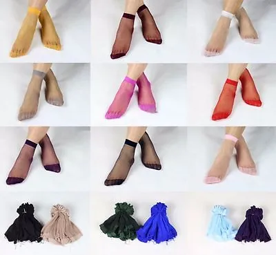 $3.70 • Buy 10pairs Women's Ultra Thin Ankle Socks Transparent Short Silk Stockings