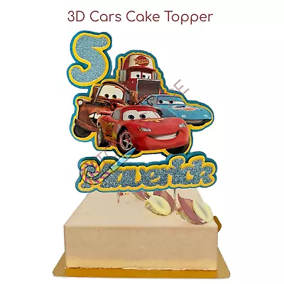 Personalise 3D McQueen Car Cake Topper With Name & Age Birthday Cake Decorations • £9.90